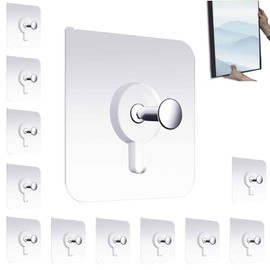 HAOIVE Adhesive Hooks for Hanging 12 PCS Hooks for Walls No Damage Adhesive Wall Hooks Wall Hangers Without Nails Adhesive Picture Hangers Without Nails Nail Free Stickers for Walls(2.2*2.2*0.47in)