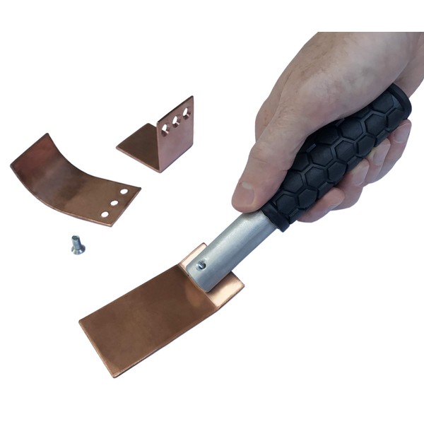 Copper Welding Spoon Welders Helper Welding Tool 3 Plate Set, Flat/Curved/Angle Copper Paddle Backer