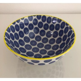 CUCINA TAVOLO Fine Porcelain Blue, White, Yellow Rice or Dessert Bowls