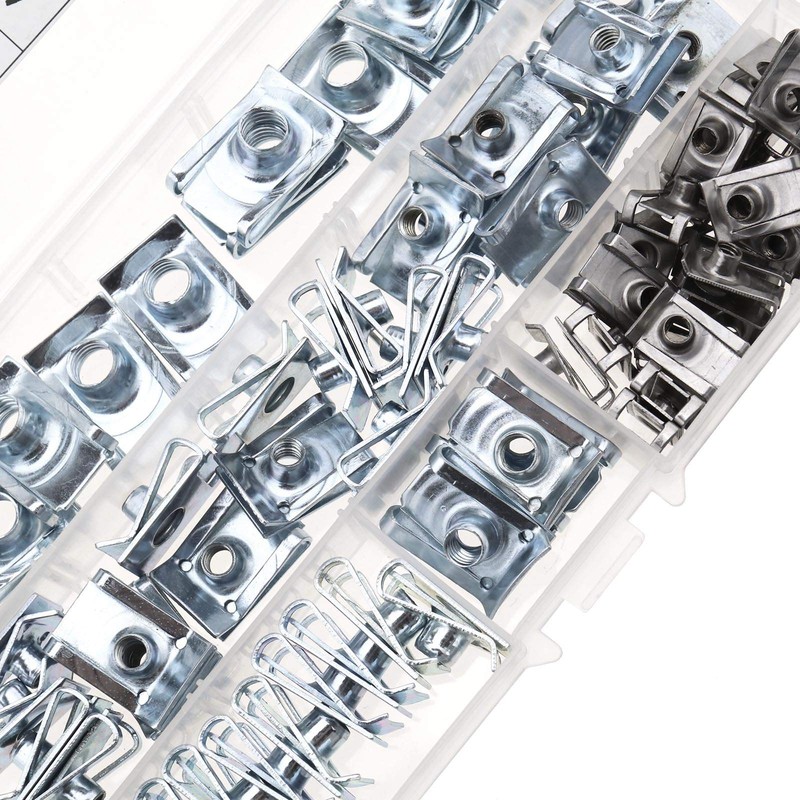 Micro Traders 80Pcs Thread Clip Nut Set, U-Shaped Nut M4