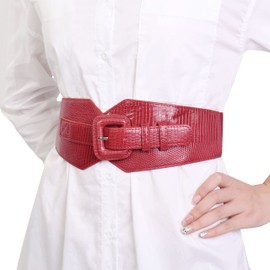 TeeYee Women's Elastic Belt Wide Waist Belt Adjustable Stretchy Medieval Cinch Belt Stretch Belt Vintage Obi Belt 203, red