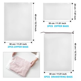 TRUEIN 10 Travel Storage Bags, Resealable Drawstring Storage Bags, Maternity Hospital Bags Organiser, Waterproof Frosted Ziplock Bags for Clothes Towel Cosmetics Shoe Pouch Holiday Essentials