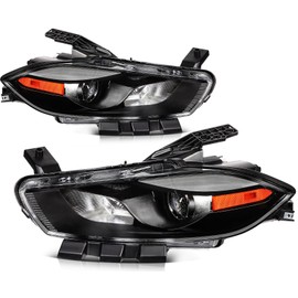 OCPTY Headlight assembly Pair Replacement for 2013-2016 for DODGE DART Black Housing Amber Corner Bulbs Not Included 68085141AL CH2502240