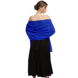 Chales y envolturas de gasa para vestidos de noche para mujer, elegante bufanda suave para novia, estola de boda, Azul real (gasa), Talla única