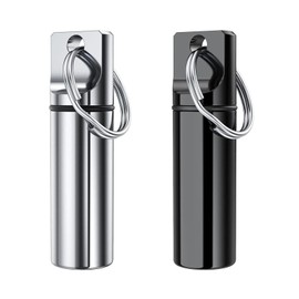 2 Pcs Laboratory Utensils, Black Metal Vials, Black & Silver Vials for Liquid & Solid Storage, Portable Mini Durable Metal Bottles Keychain for Lab Use, Fieldwork, and Transport
