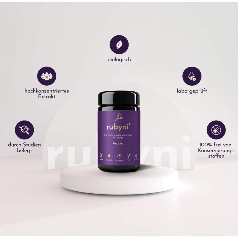 Rubyni Aronia 400 mg Organic Aronia Berry Extract per Capsule