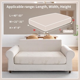 QIANMEW Couch Covers for Sectional Sofa, Washable Stretch Soft Sofa Cushion Covers L Shape Sofa Slipcovers Anti Slip Furniture Decor Protector for Cats and Dogs (LoveSeat Cushion,Ivory)