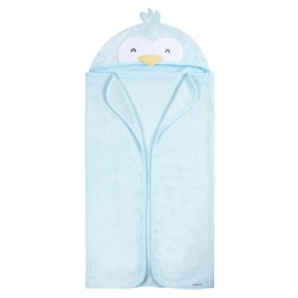 Gerber Baby 4 Piece Animal Character Hooded Towel and Washcloth Set, Blue Penguin, One Size