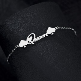 Queen of Spades Anklet Silver, Silver Queen of Spades Ankle Bracelet, Silver Queen of Spades Anklet, Queen of Spades BBC Anklet (Silver Plated)
