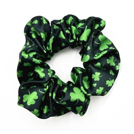 BBTDIN St.Patrick's Day Hair Scrunchies,Green Shamrock Ponytail Holders Green Clover Hair Scrunchy Ties JHSP65 (Set-G)