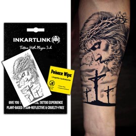 INKARTLINK Semi Permanent Tattoo, party tattoo, beautiful and realistic design, fun tattoo experience, cruelty-free, non-reflective, waterproof (Jesus 2)