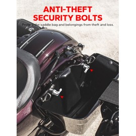 Amazicha Saddlebag Locks Fastener Bolts Saddle Bag Mounting Hardware Theft Deterrent System Locks Fit for Harley Davidson Touring Street Glide Electra Glide Road Glide Softail 1992-Later (Chrome)