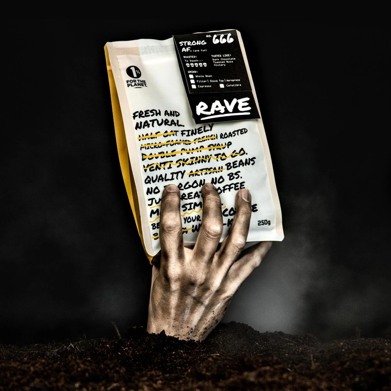 Rave Coffee - Strong AF Blend Nº 666, Cafetière Grind