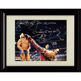 Generic Framed Ric Flair and Shawn Michaels - Wrestle Mania Kick - Autograph Promo Print (Black Cherry, 8x10)