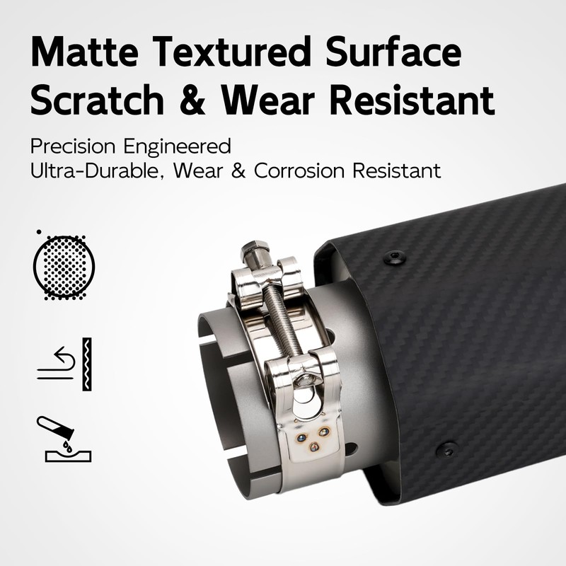 Atokrtact 2.5 Inch Inlet Matte Carbon Fiber Exhaust Tip, 2.5"