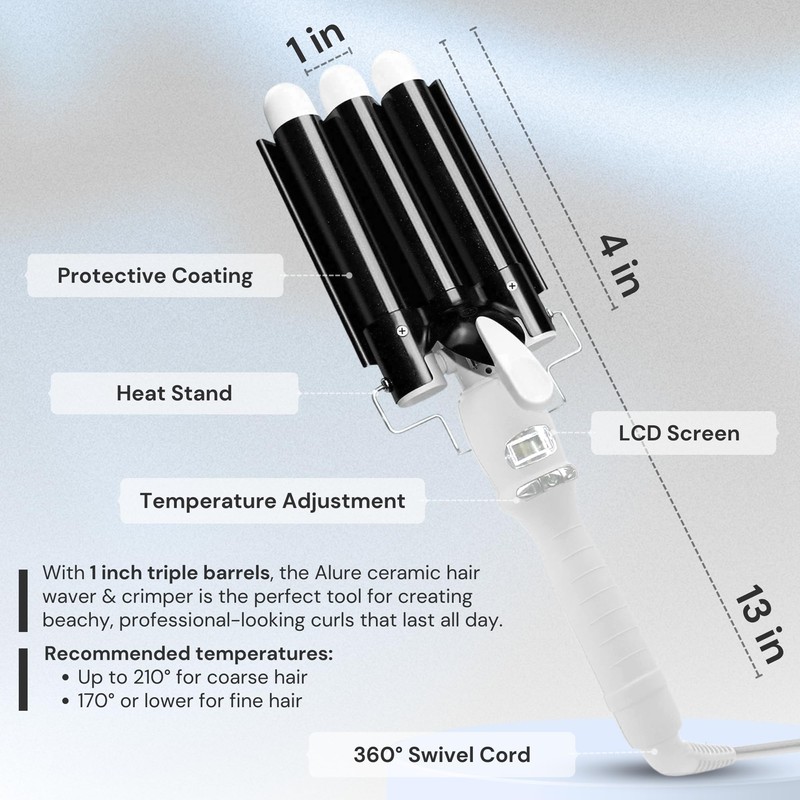 Alure Alure Three Barrel Curling Iron Wand Hair Waver with