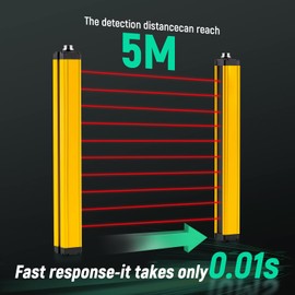 Antstone Safety Light Curtain Sensors Safety Light Grating Security Protection Device 40mm Beam Pitch(4 Beams)