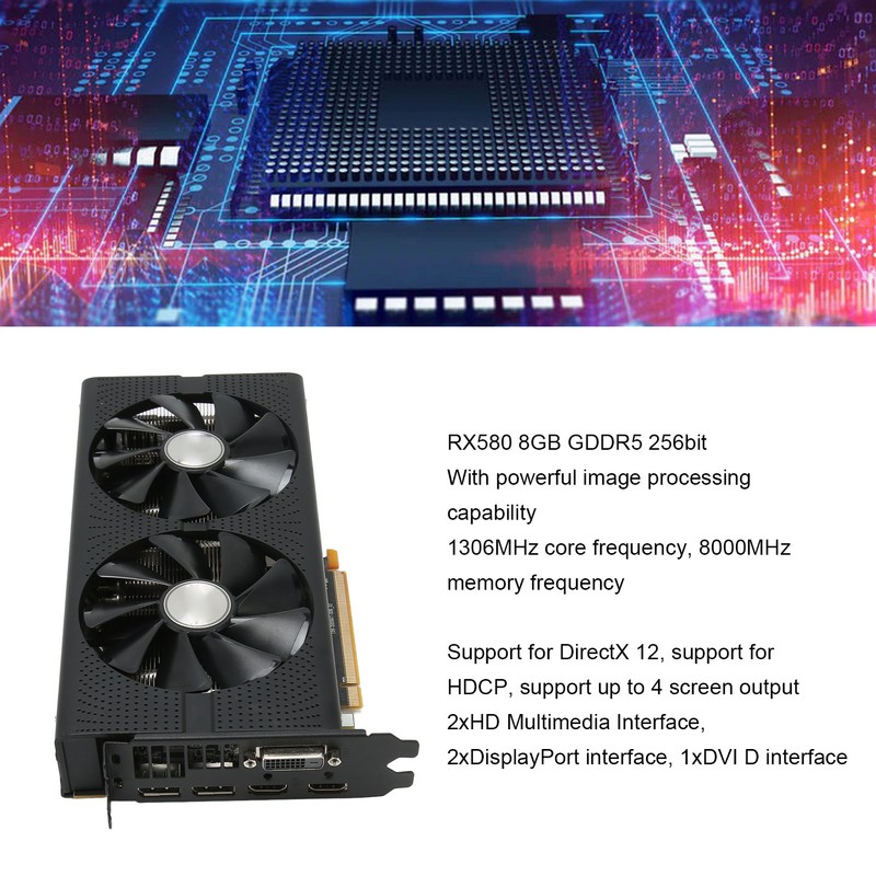 RX580 8GB GDDR5 Graphics Card 256bit Support DVI D 2