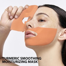 BYOTOUTY Turmeric Facial Mask Smoothing Overnight Face Hydrogel Masks 4 Pack, Deep Hydrating Face Masks Skincare, Night Wrapping Masks Sheet for Women Skin Care, Moisturizing, Gel Face Jelly Mask