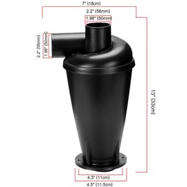 Cyclone Dust Collector Self-Made 2.0 inches (50 mm) Caliber Dust Collector Accessories Turbocharger DIY Tool with Flange Base Industrial Canister Vacuum Cleaner for Woodworking Work 1.6 in (40 mm) 32 MM Adapter Included (Black)