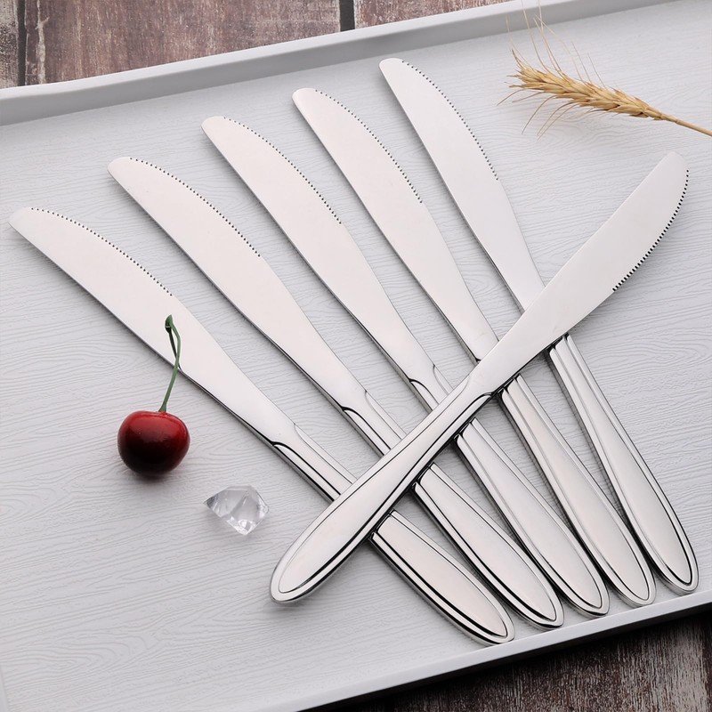Utiao Set of 12 Stainless Steel Dinner Knives, Kitchen Table
