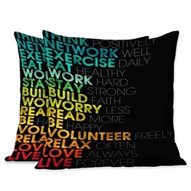 Beabes Pillow Cases Inspirational Quotes Think Positively Eat Healthy Build Faith Be Happy Love Pack of 2,Decorative Throw Pillow Covers for Couch Bedroom Living for Girl Boy 18X18 Inch