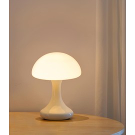 Anykonio Glass Mushroom Lamp, Retro Dimmable Bulb Replaceable Desk Table Lamp for Bedroom Living Room Nightstand, Mid Century Modern Aesthetic Lamp (2700K 5W)