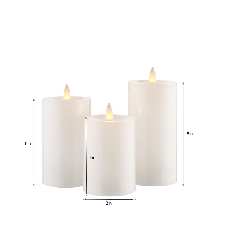 CozierGlow Rechargeable Flameless Pillar Candles with Remote Timer, 3D Moving