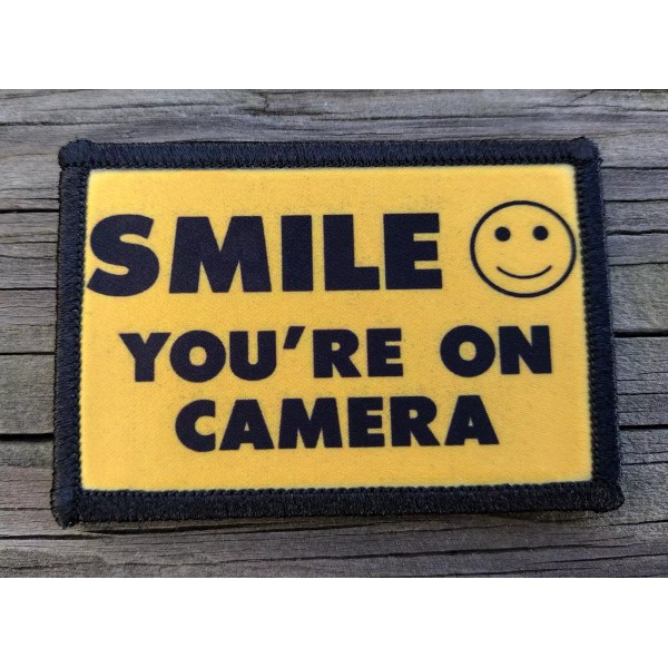 Smile You're On Camera Morale Patch Hook and Loop Funny