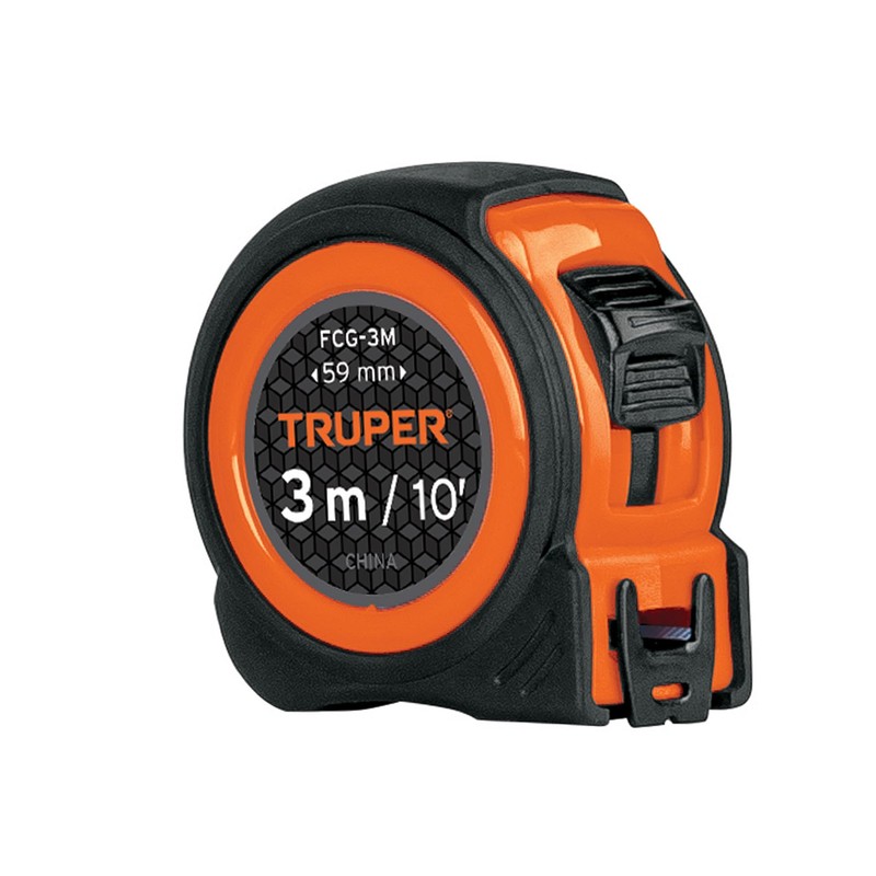 Truper FCG-3M, Flexómetro compacto contra impactos 3 m cinta 16