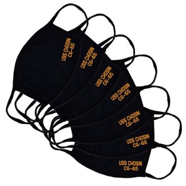 USS Chosin CG-65 Adult Black Face Mask 100% Cotton/Washable Reusable/Ticonderoga Class Cruiser