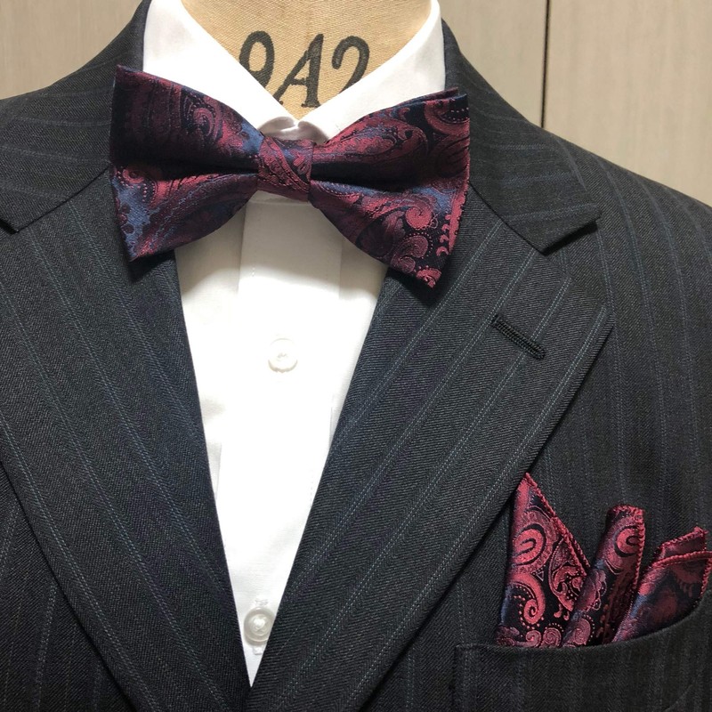 Bordeaux Paisley (Bow Tie & Pocket Square) 2-Piece Set, Men's,