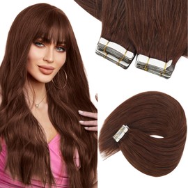 Sunny Hair Auburn Brown Tape in Hair Extensions Auburn Human Hair Tape in Extensions Red Auburn Hair Extensions Tape in Human Hair 30G Tape in Human Hair Extensions Brown Short Hair 20pcs 12inch