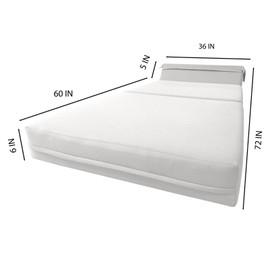 Danfuton White Sleeper Chair Folding Foam Beds, Portable Sleepover Mattress 6 x 36 x 70
