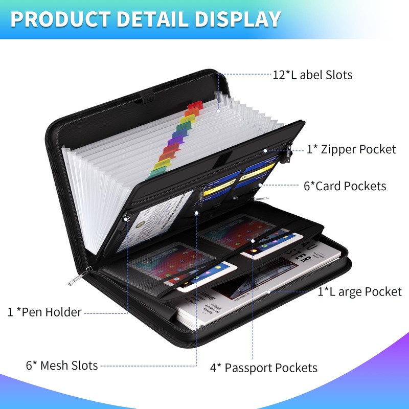 BroadFDO Fireproof & Waterproof Accordion File Organizer, 13-Pocket Expanding Document