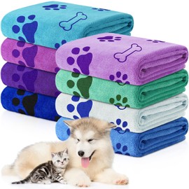 Chumia 8 Pcs Bulk Towels for Drying Dogs Cats Pet Towels Puppy Microfiber Quick Drying Dog Paw Bath Towel Pet Bathing Supplies Absorbent for Medium Dogs Pets(40 x 24 Inch,Classic Color)