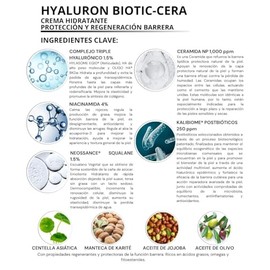 HYALURON BIOTIC-CERA Crema Hidratante Facial Protección y Regeneración de la Función Barrera de la Piel Relleno de Arrugas, 50 ml