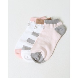 Hazzys (대구신세계)선물추천 컬러 배색 여성 발목 양말 3종 세트 HISS4F004WT (Daegu Shinsegae) Gift Recommended Color Block Women's Ankle Socks 3-Piece Set HISS4F004WT