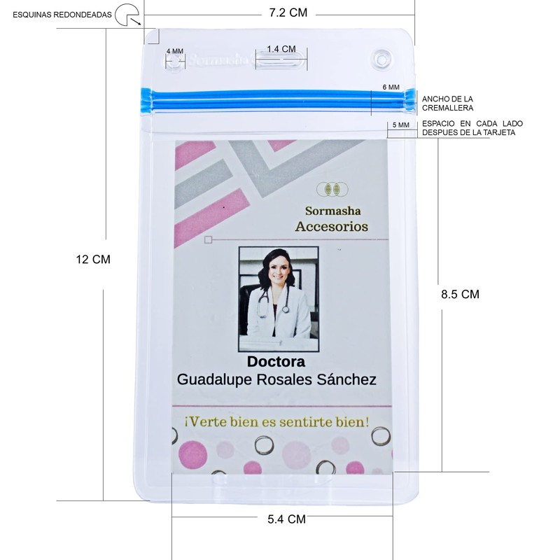 Sormasha Porta Gafete o Credencial, PVC Alta Transparencia Calibre S30