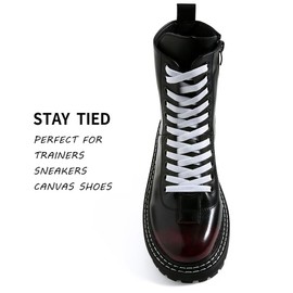 VSUDO VSUDO 80 cm Flat Shoe Laces for Trainers, Canvas Sneakers Snow White Laces for Women or Men (2 Pairs-080CM)