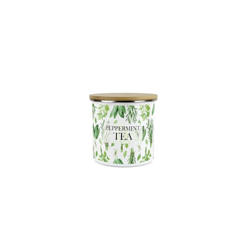 Purely Home Kitchen Herbs Peppermint Tea Storage Canister - White