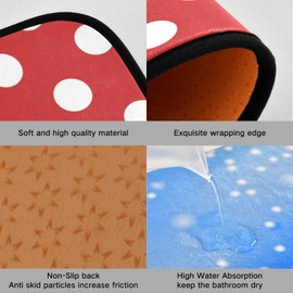 CaTaKu Kitchen Area Rug 2 Piece Set Polka Dots Red Polyester Non-Slip Floor Rug Runner Washable Carpet Mat Comfort Standing Mat for Kitchen Home Decorative