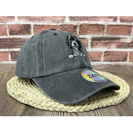 ZKFE Embroidered Cavapoo Hat, Gifts for Dog Lover for Women Men, Washed Black Baseball Cap Embroidery Denim Dad Hat