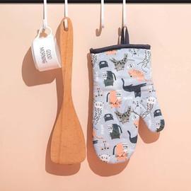 Cisixin 1 Pair Oven Gloves, Heat Resistant Cartoon Oven Gloves, Oven Gloves, Cooking Gloves, Pot Holder Sets, Barbecue Gloves, Kitchen Gloves for Cooking, Baking
