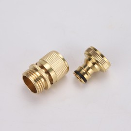 Playlist Brass Quick Connect Hose Connector 3/4" NHT Garden Hose Quick Fittings Female and Male Adapter Easy Connect Outdoor Faucet Water Hose (2 Sets)