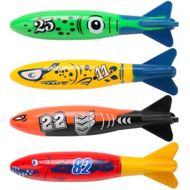 KATELUO Diving Toy, 4 Pieces Diving Toy, Diving Pool Toy Set, Swimming Pool Toy, Swimming Pool Toy for Children, Underwater Diving Playset, Underwater Pool Training