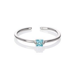 namana Dainty Light Blue Ring for Women, Adjustable Open Ring for Women with a Sky Blue Square Stone, Ladies Ring with a Light Blue Stone, Simple Silver Rings for Women and Teen Girls