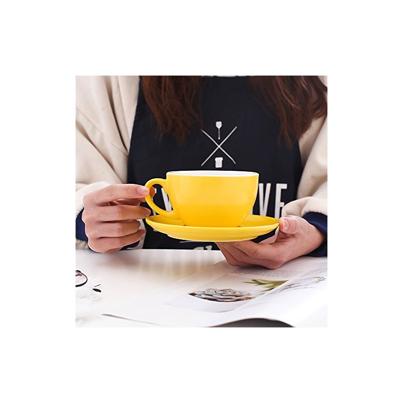 Coffeezone Latte Art Cappuccino Barista Cup and Saucer, New Bone
