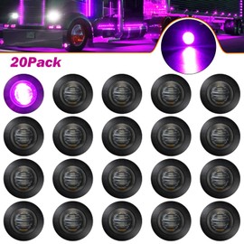 ALFU 20pcs Purple 3/4" Round LED Trailer Side Marker Clearance Lights Front Rear Signal Marker Indicators Tail Light Waterproof for Boat Lorry Truck Pickup Bus RV Car Bus Van
