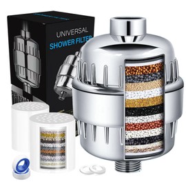 AXYWINBO Filtro de Ducha de Acero Inoxidable con Sistema de Filtración de 15 Niveles Agua Durable Antioxidante Ideal para Baños y Mejorar la Calidad del Agua en el Hogar(Filtro de 15 capas)